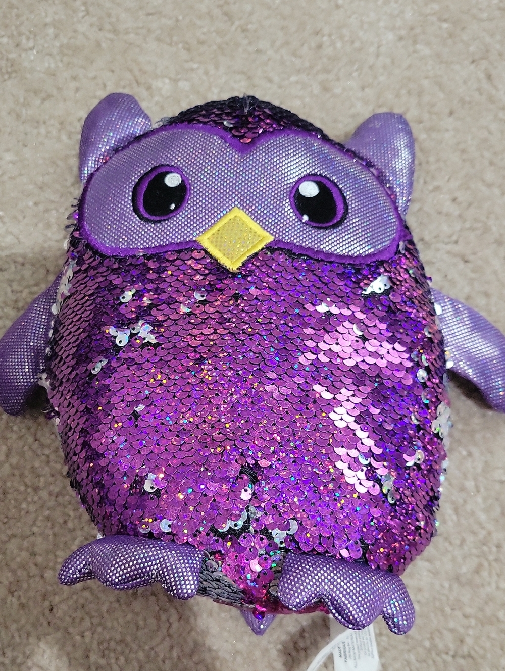 Shimmeez Oliver the Owl Plush Purple Sequin Owl Plush Toy - Kids Plushie